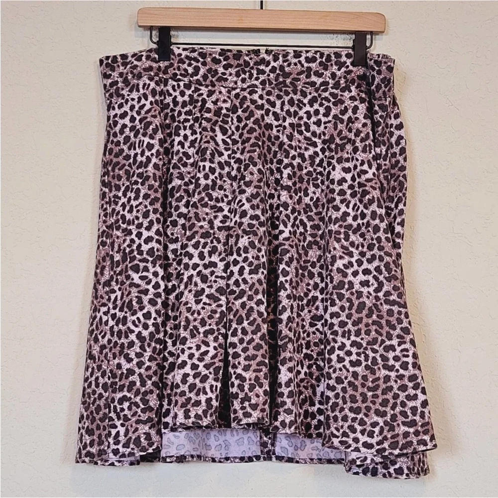 Torrid Leopard Animal Print Twill Pleated Skater Mini Skirt